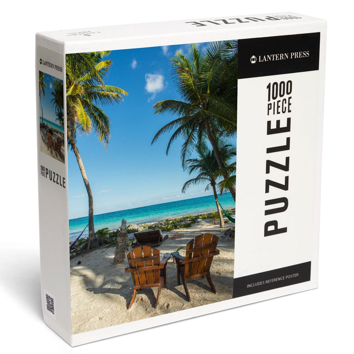 Beach Chairs and Palms, Jigsaw Puzzle Puzzle Lantern Press 