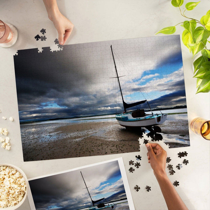 Beached Sailboat, Jigsaw Puzzle Puzzle Lantern Press 