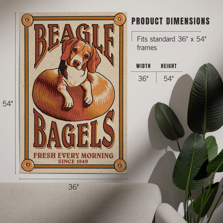 Beagle Bagels, Retro Ad, Art & Giclee Prints Art Lantern Press 