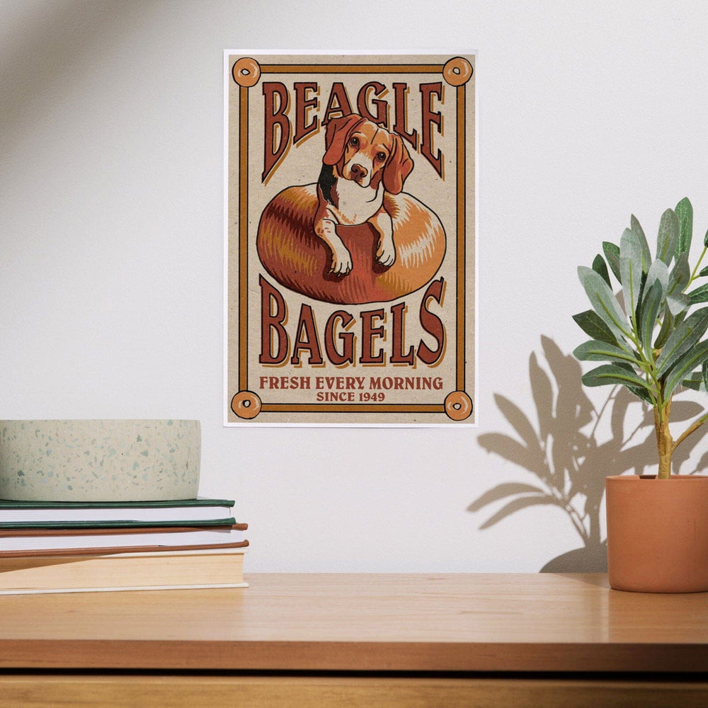 Beagle Bagels, Retro Ad, Art & Giclee Prints Art Lantern Press 