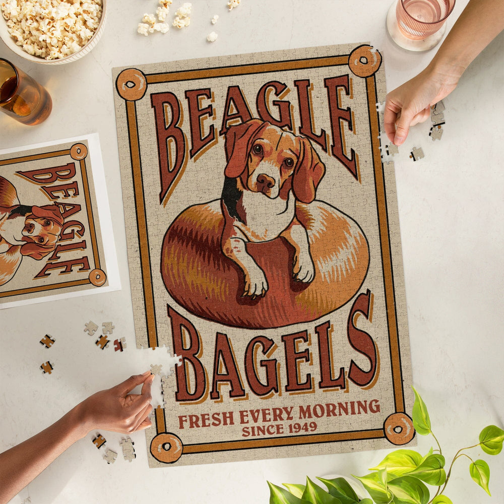 Beagle Bagels, Retro Ad, Jigsaw Puzzle Puzzle Lantern Press 