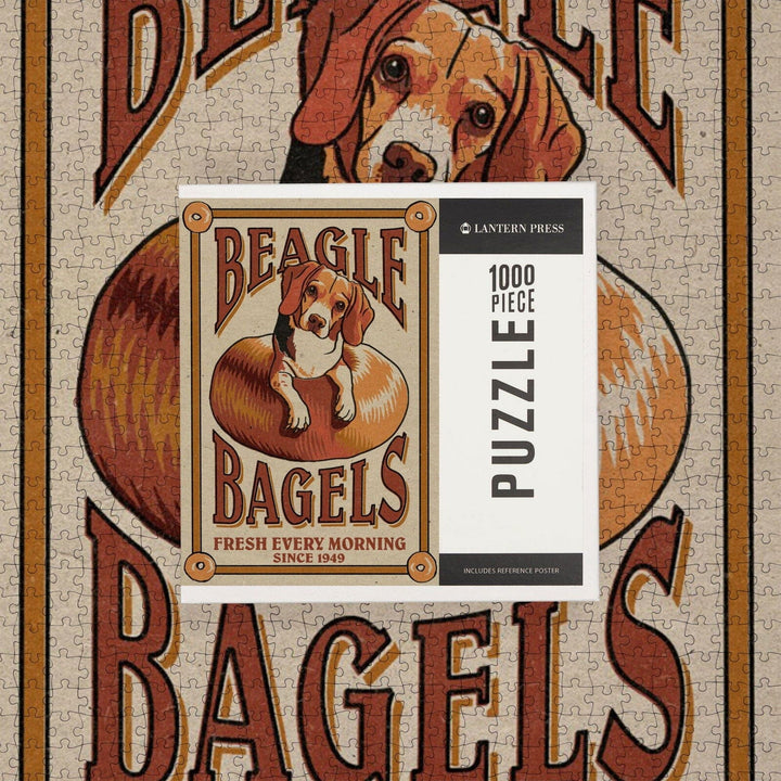 Beagle Bagels, Retro Ad, Jigsaw Puzzle Puzzle Lantern Press 