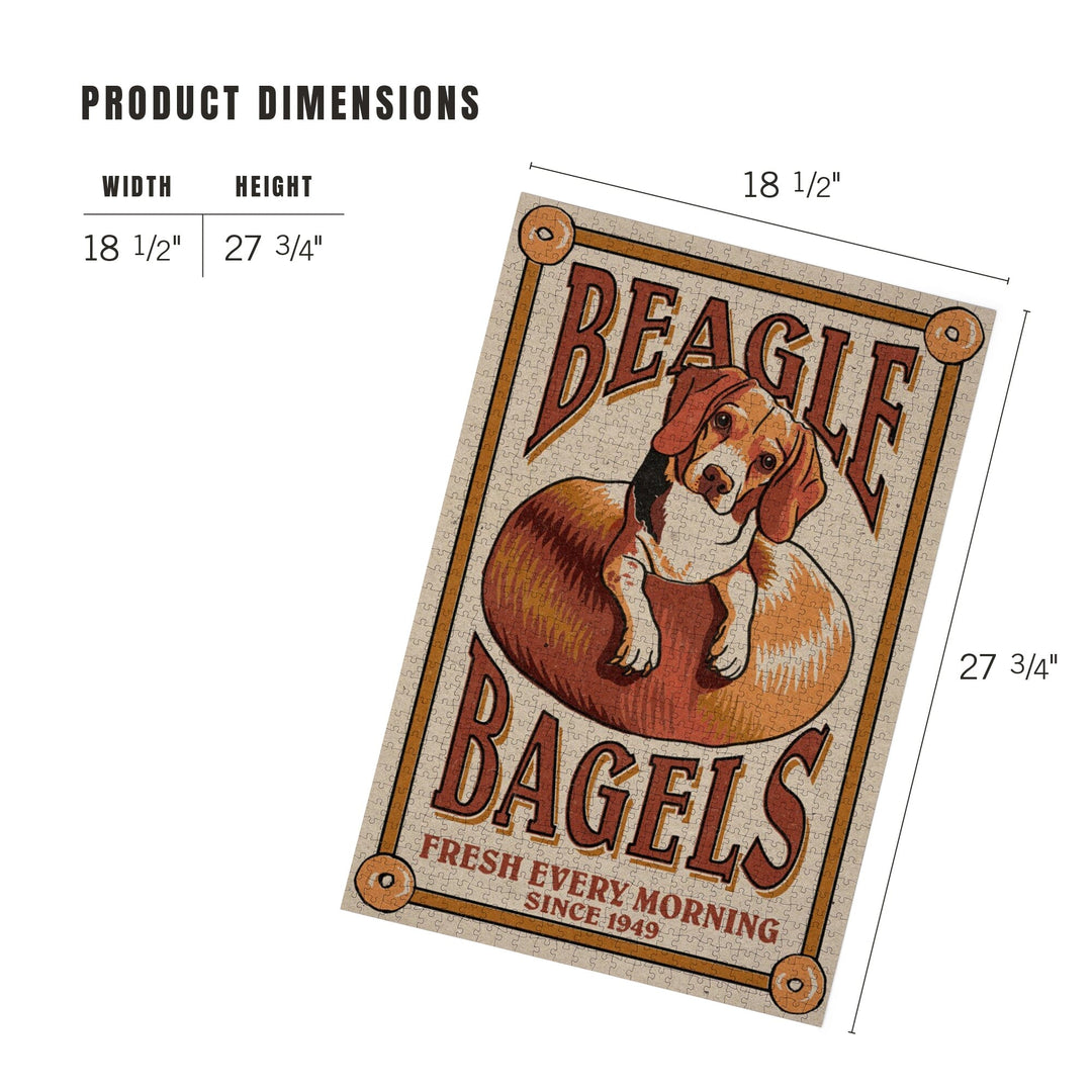 Beagle Bagels, Retro Ad, Jigsaw Puzzle Puzzle Lantern Press 