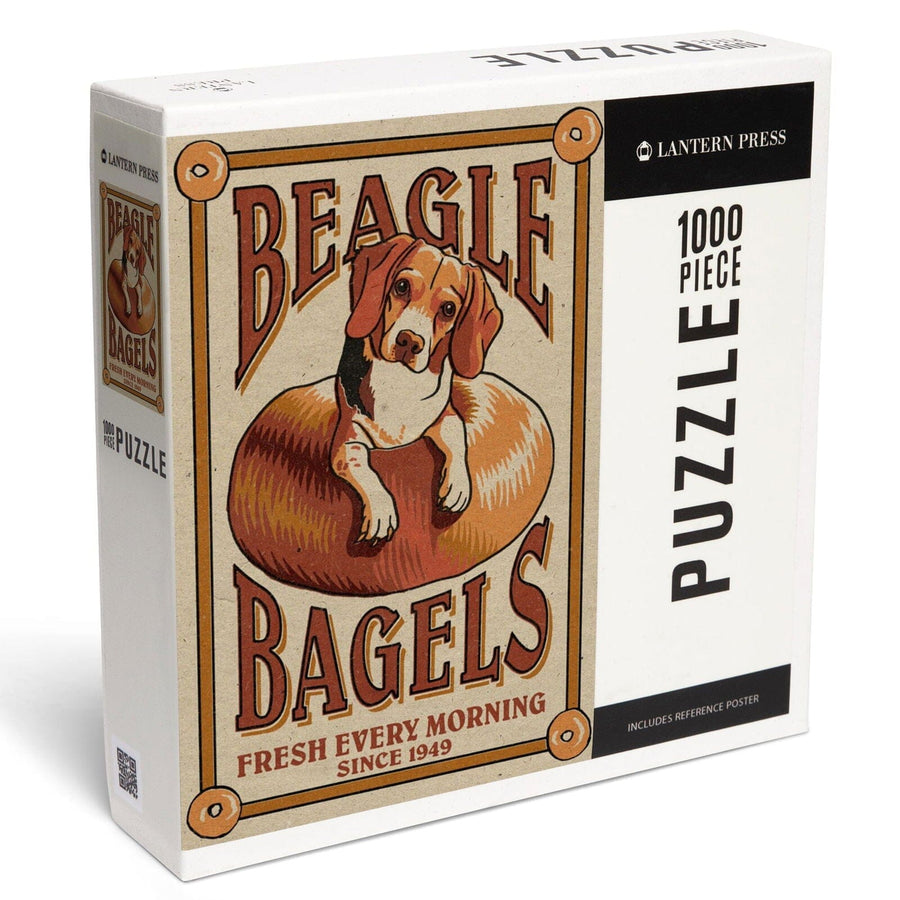 Beagle Bagels, Retro Ad, Jigsaw Puzzle Puzzle Lantern Press 