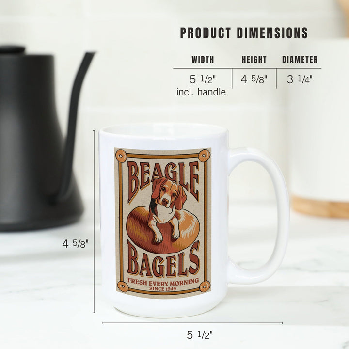 Beagle Bagels, Retro Ad, Lantern Press Artwork, Ceramic Mug Mugs Lantern Press 