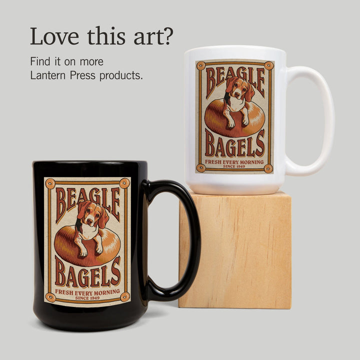Beagle Bagels, Retro Ad, Lantern Press Artwork, Ceramic Mug Mugs Lantern Press 