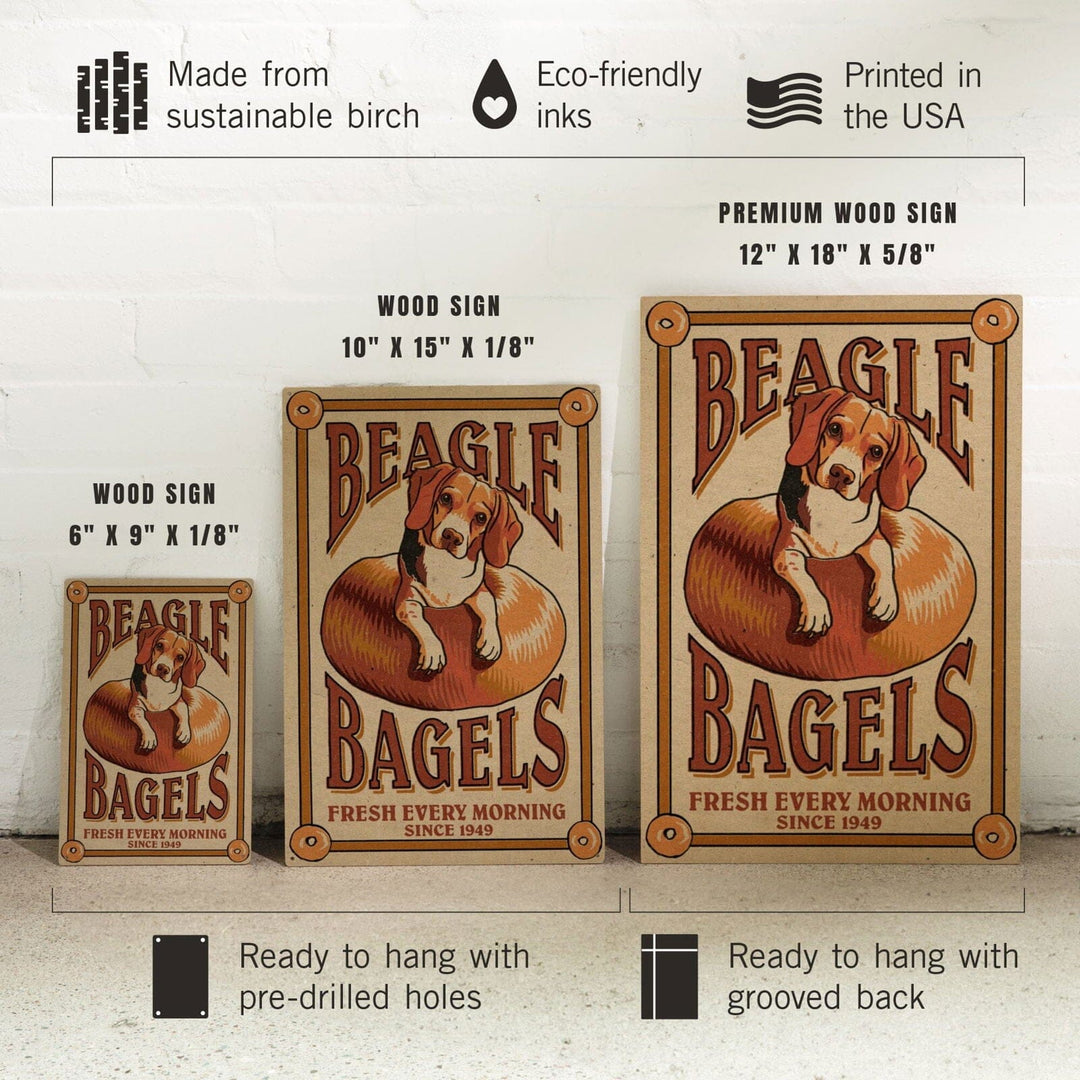 Beagle Bagels, Retro Ad, Lantern Press Artwork, Wood Signs and Postcards Wood Lantern Press 