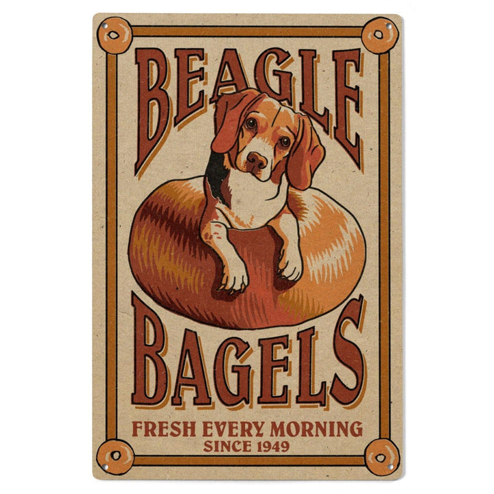 Beagle Bagels, Retro Ad, Lantern Press Artwork, Wood Signs and Postcards Wood Lantern Press 