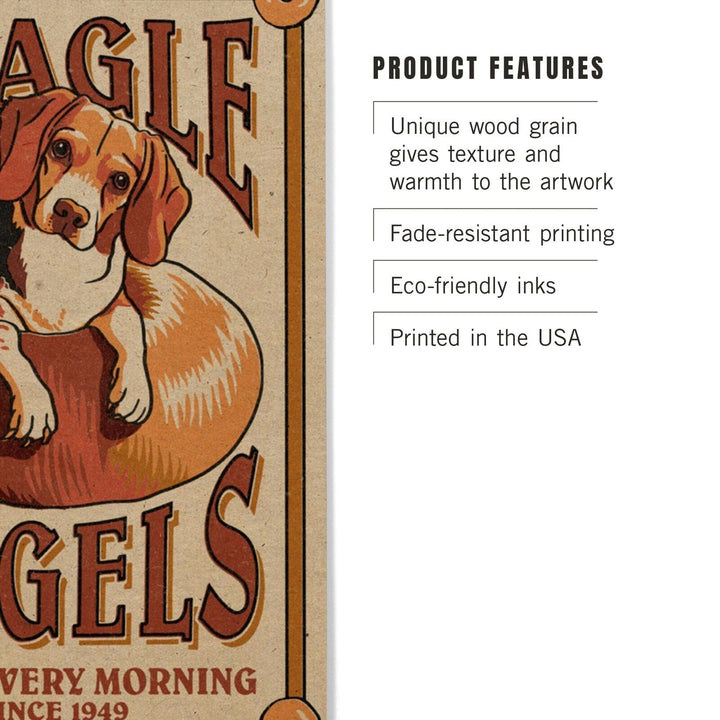 Beagle Bagels, Retro Ad, Lantern Press Artwork, Wood Signs and Postcards Wood Lantern Press 