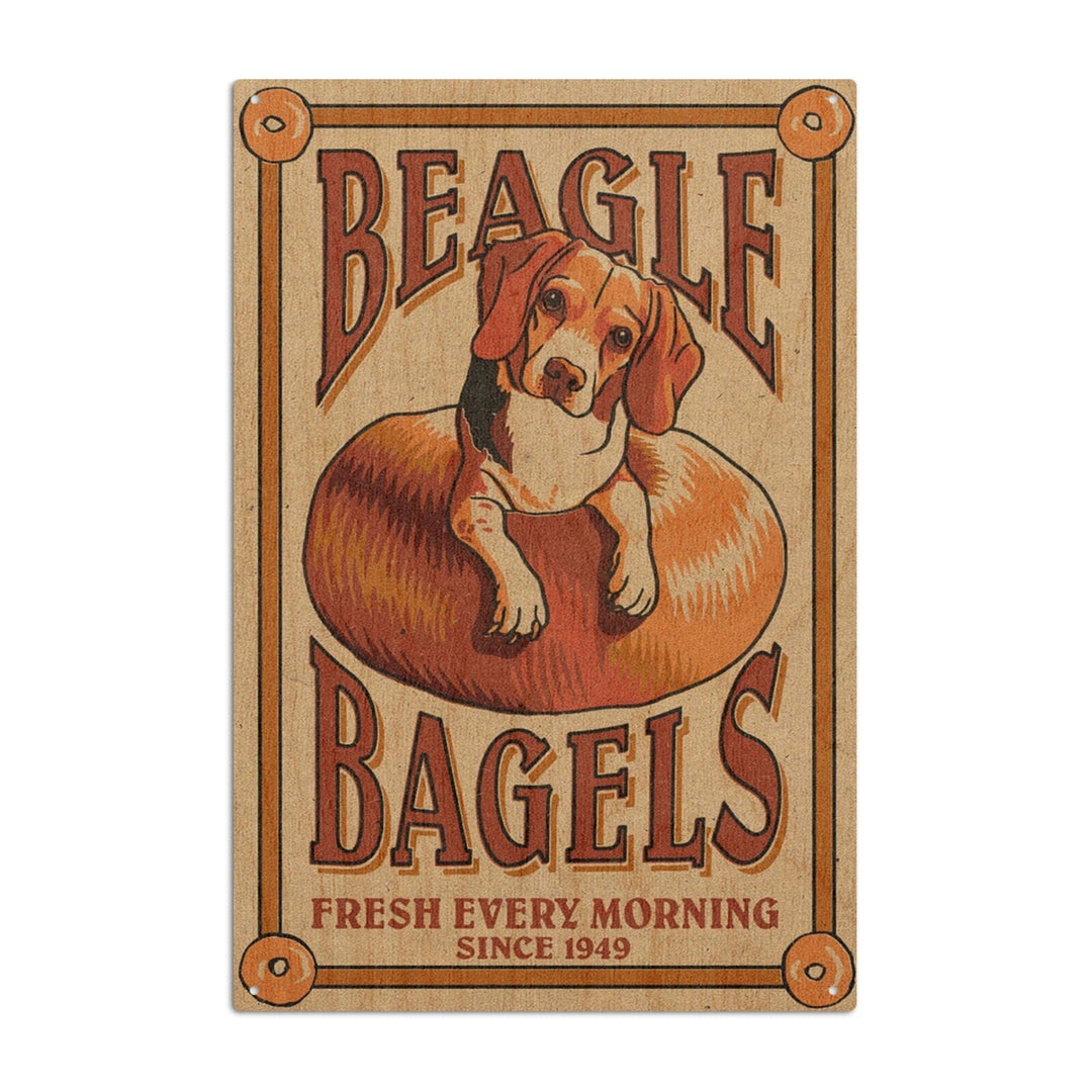 Beagle Bagels, Retro Ad, Lantern Press Artwork, Wood Signs and Postcards Wood Lantern Press 