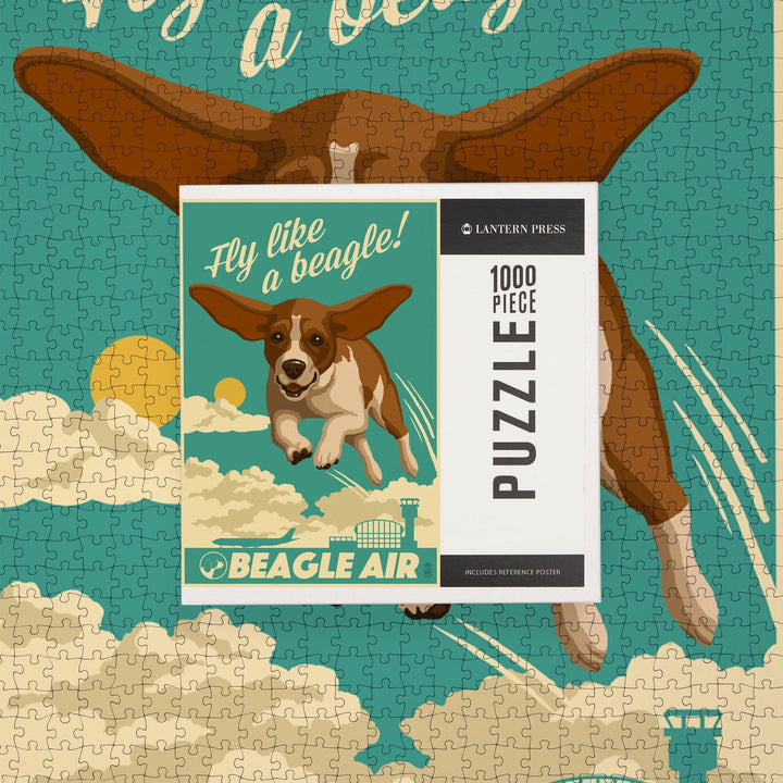 Beagle, Retro Aviation Ad, Jigsaw Puzzle Puzzle Lantern Press 