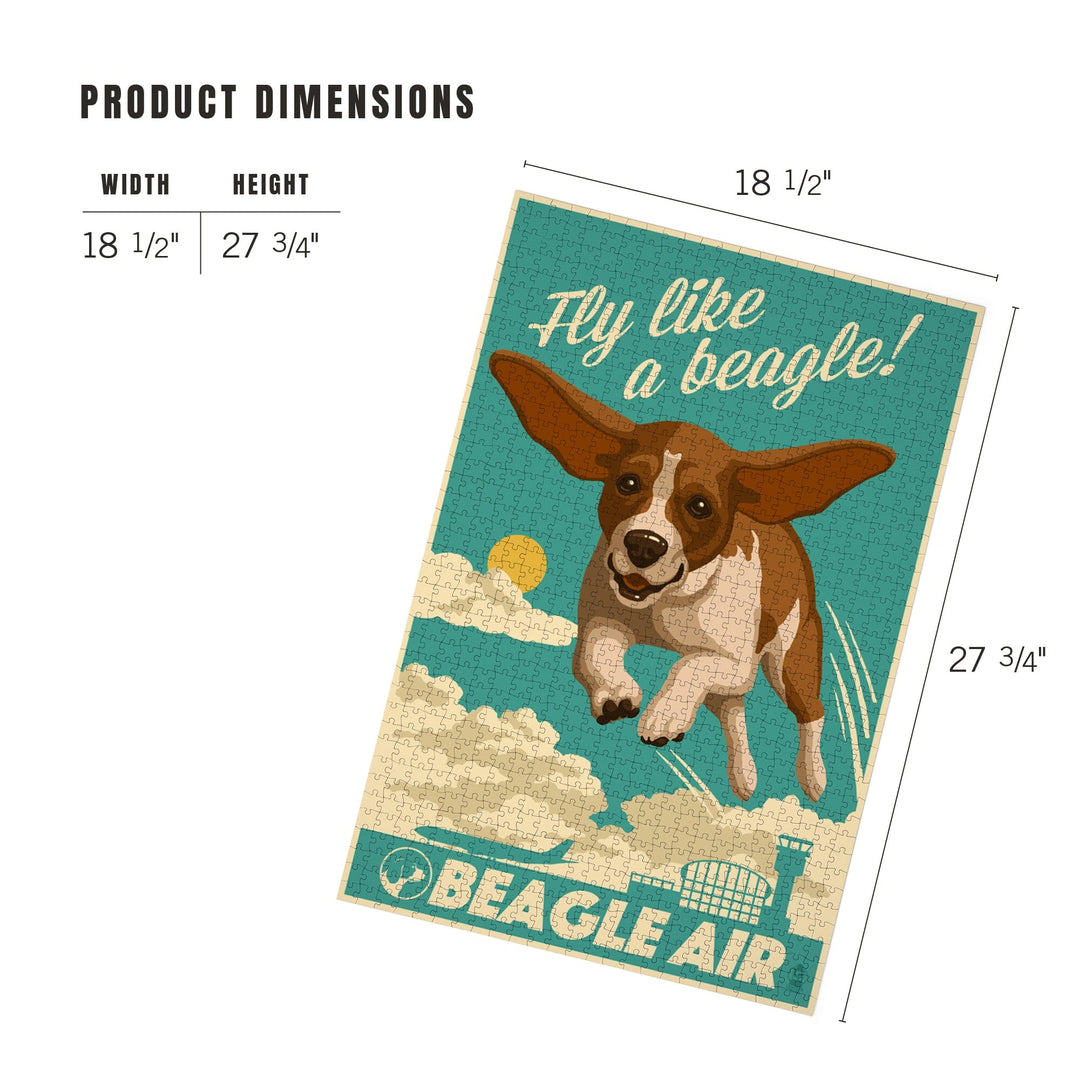 Beagle, Retro Aviation Ad, Jigsaw Puzzle Puzzle Lantern Press 