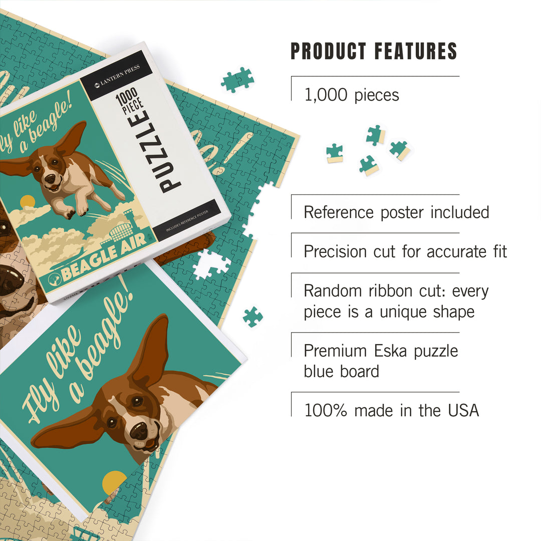 Beagle, Retro Aviation Ad, Jigsaw Puzzle Puzzle Lantern Press 