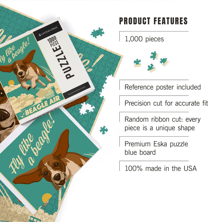 Beagle, Retro Aviation Ad, Jigsaw Puzzle Puzzle Lantern Press 