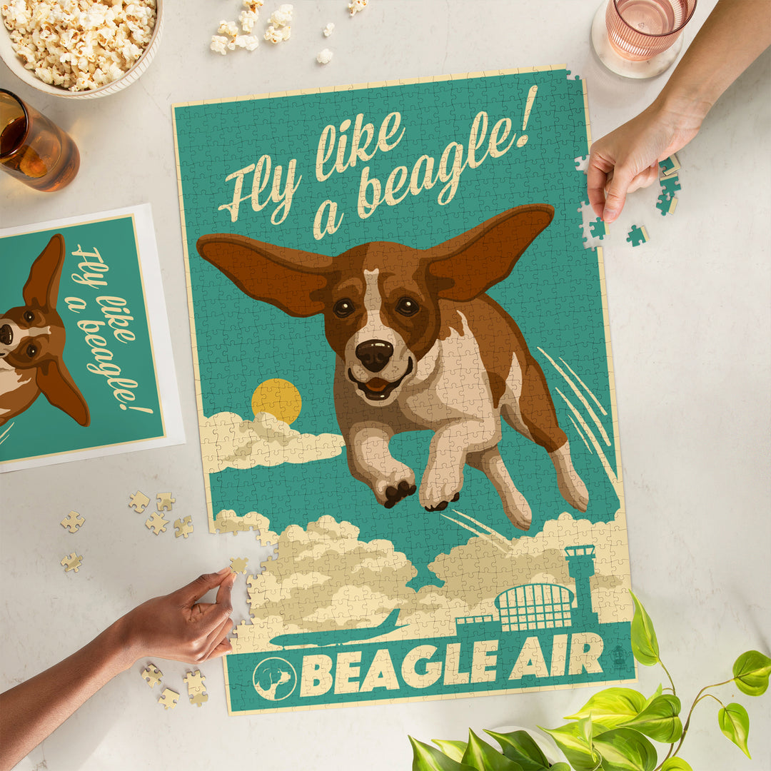 Beagle, Retro Aviation Ad, Jigsaw Puzzle Puzzle Lantern Press 