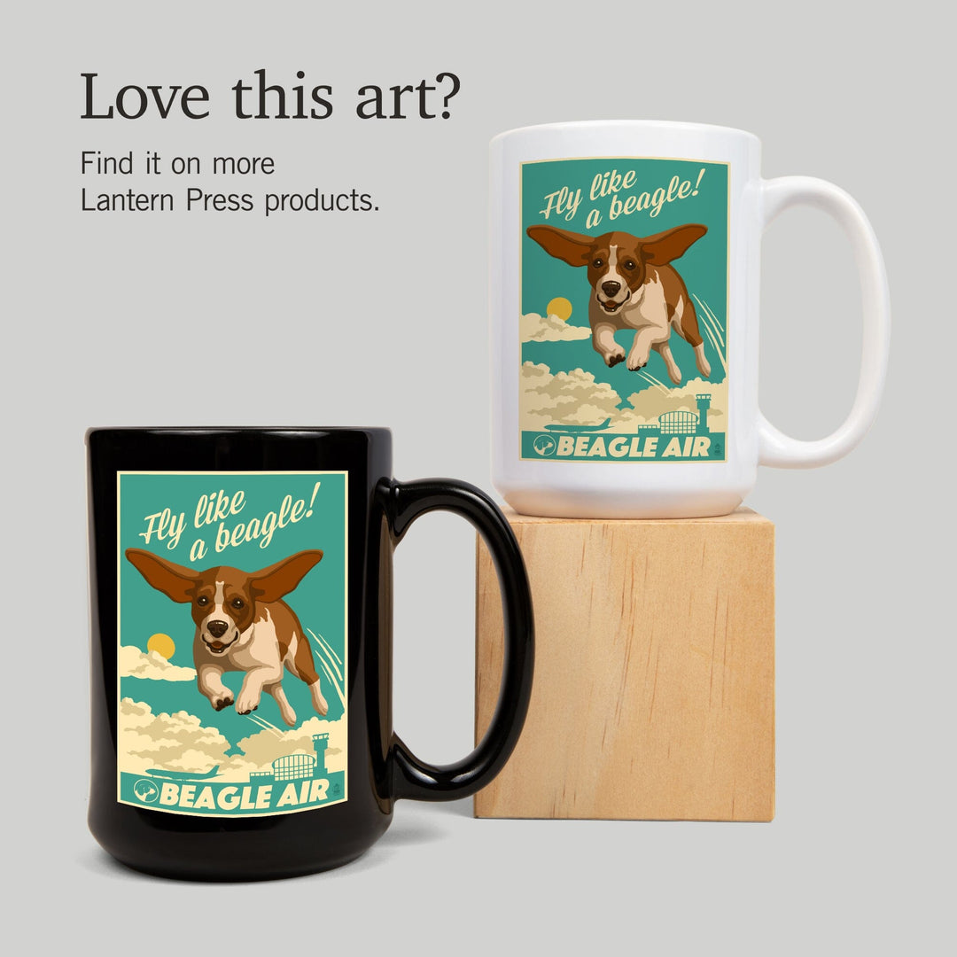 Beagle, Retro Aviation Ad, Lantern Press Artwork, Ceramic Mug Mugs Lantern Press 