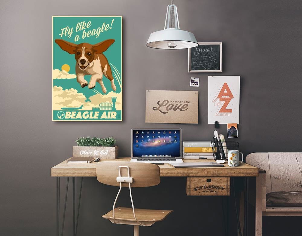 Beagle, Retro Aviation Ad, Lantern Press Artwork, Stretched Canvas Canvas Lantern Press 