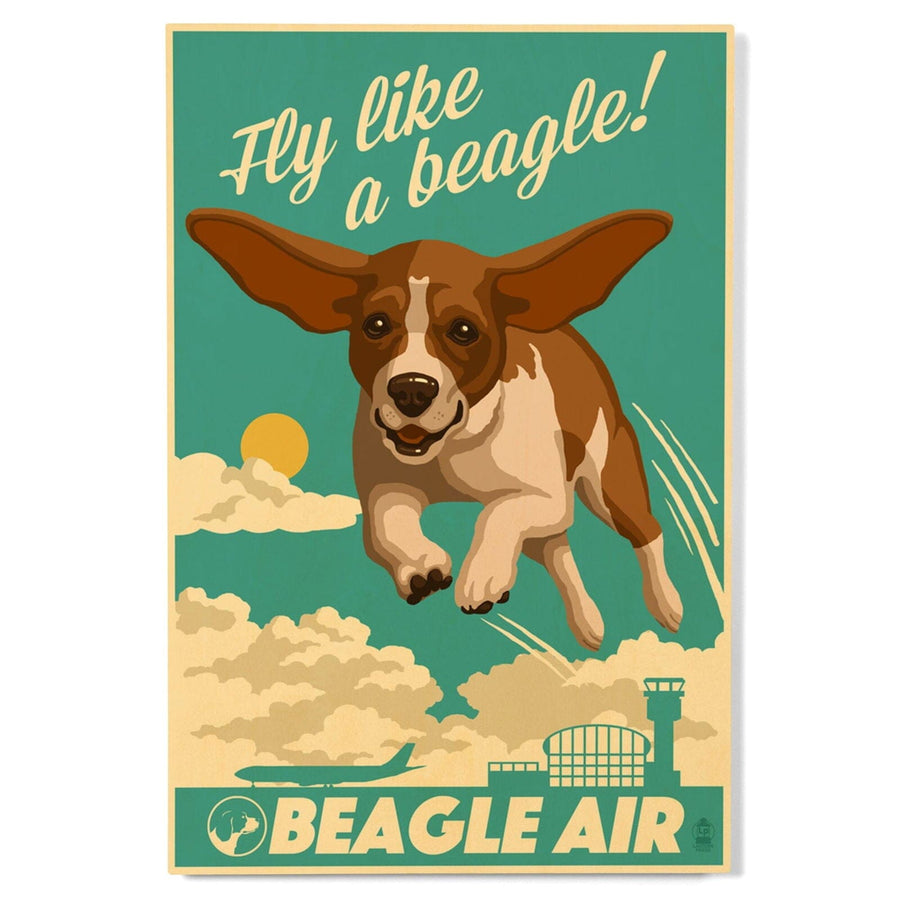 Beagle, Retro Aviation Ad, Lantern Press Artwork, Wood Signs and Postcards Wood Lantern Press 