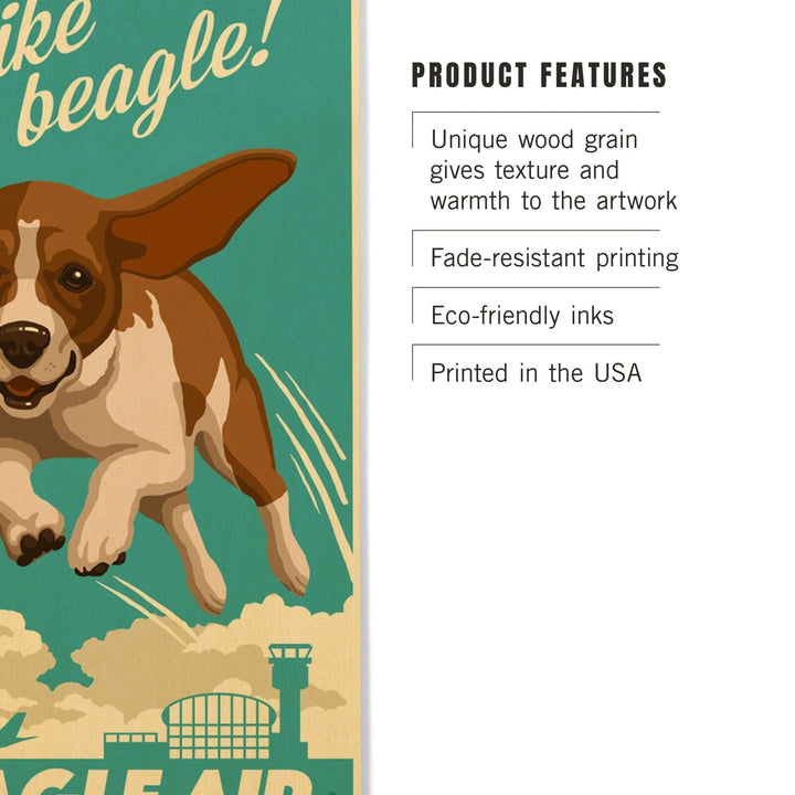 Beagle, Retro Aviation Ad, Lantern Press Artwork, Wood Signs and Postcards Wood Lantern Press 