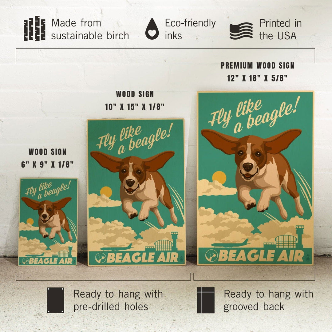 Beagle, Retro Aviation Ad, Lantern Press Artwork, Wood Signs and Postcards Wood Lantern Press 