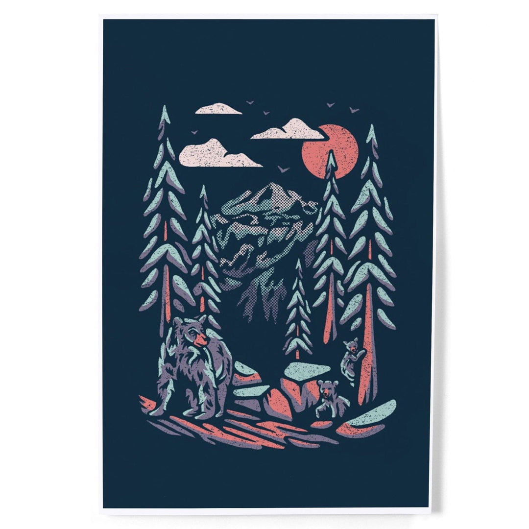 Bear Family, Distressed Vector, Art & Giclee Prints Art Lantern Press 