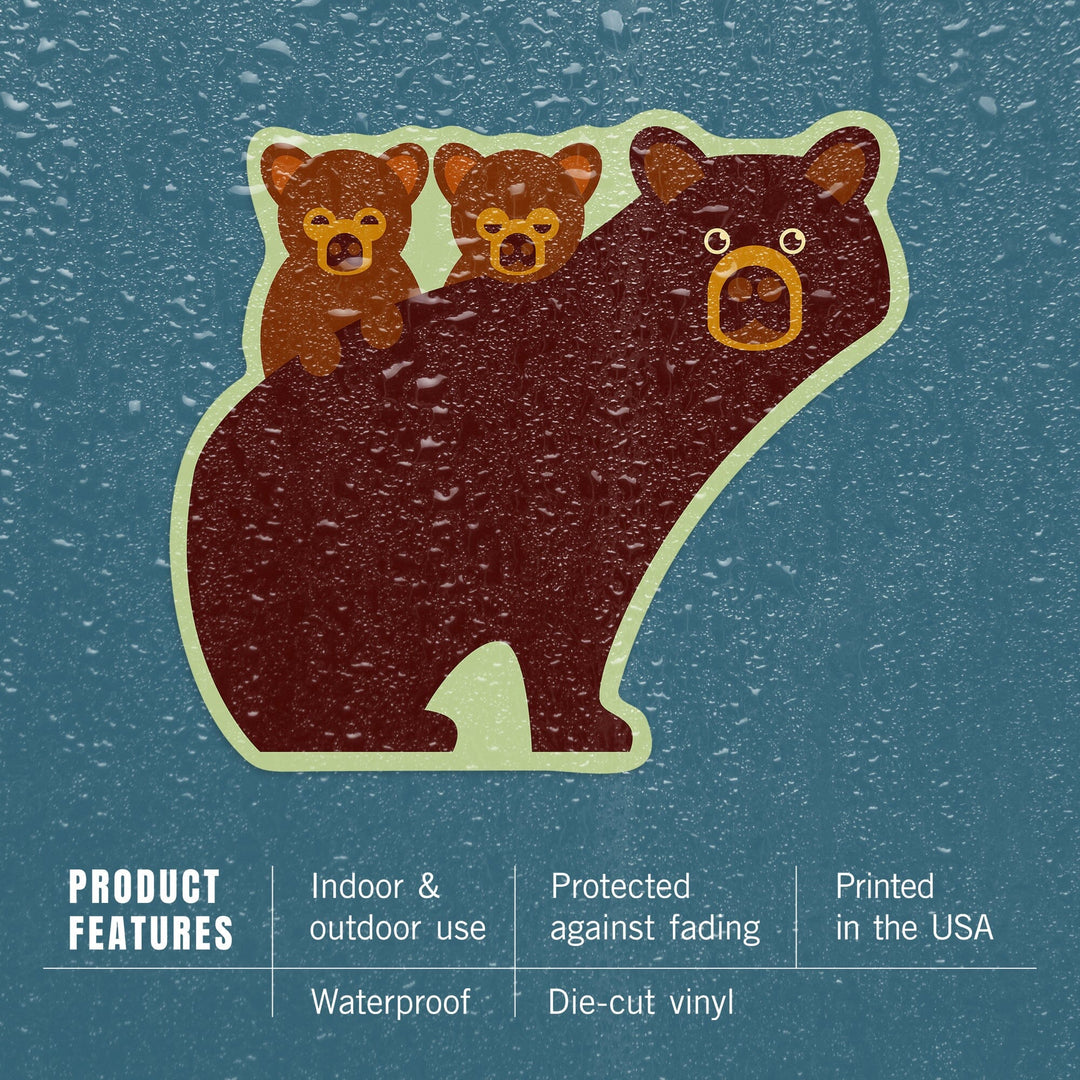 Bear Family, Geometric, Contour, Lantern Press Artwork, Vinyl Sticker Sticker Lantern Press 