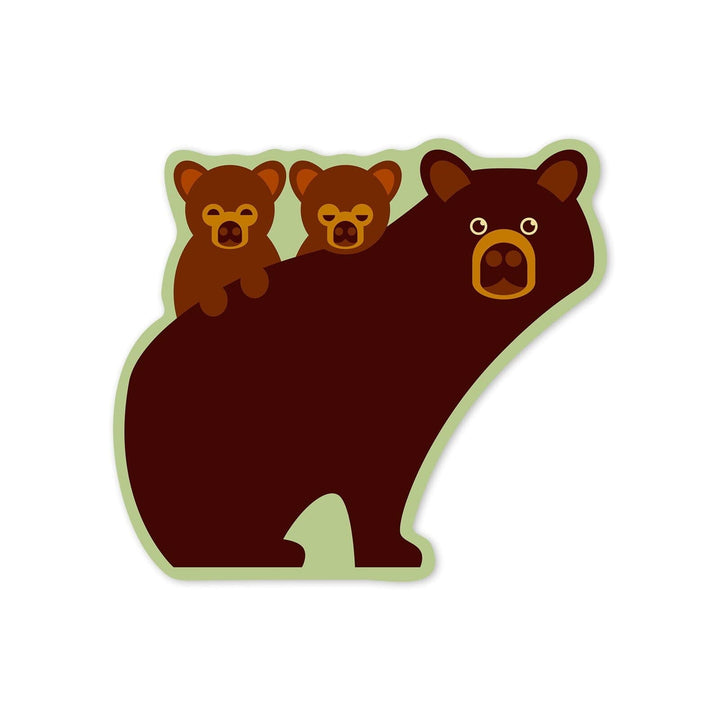 Bear Family, Geometric, Contour, Lantern Press Artwork, Vinyl Sticker Sticker Lantern Press 