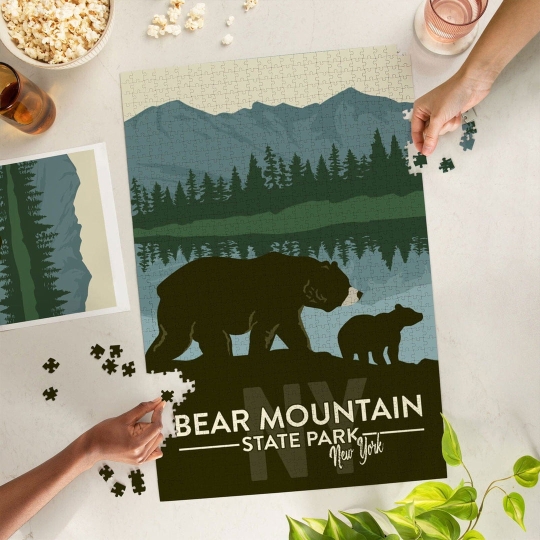 Bear Mountain State Park, New York, Grizzly Bear and Cub, Jigsaw Puzzle Puzzle Lantern Press 