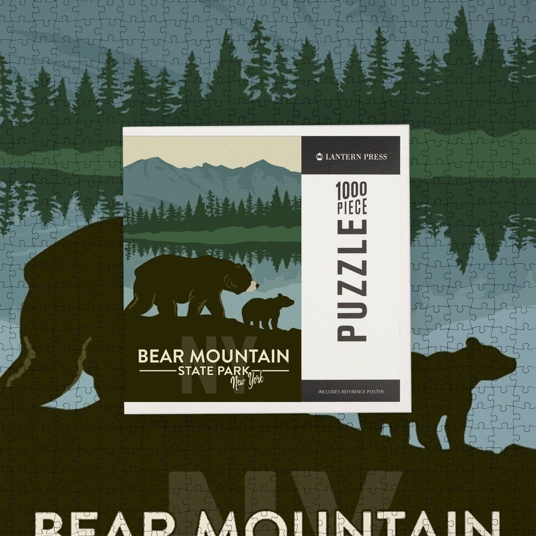 Bear Mountain State Park, New York, Grizzly Bear and Cub, Jigsaw Puzzle Puzzle Lantern Press 