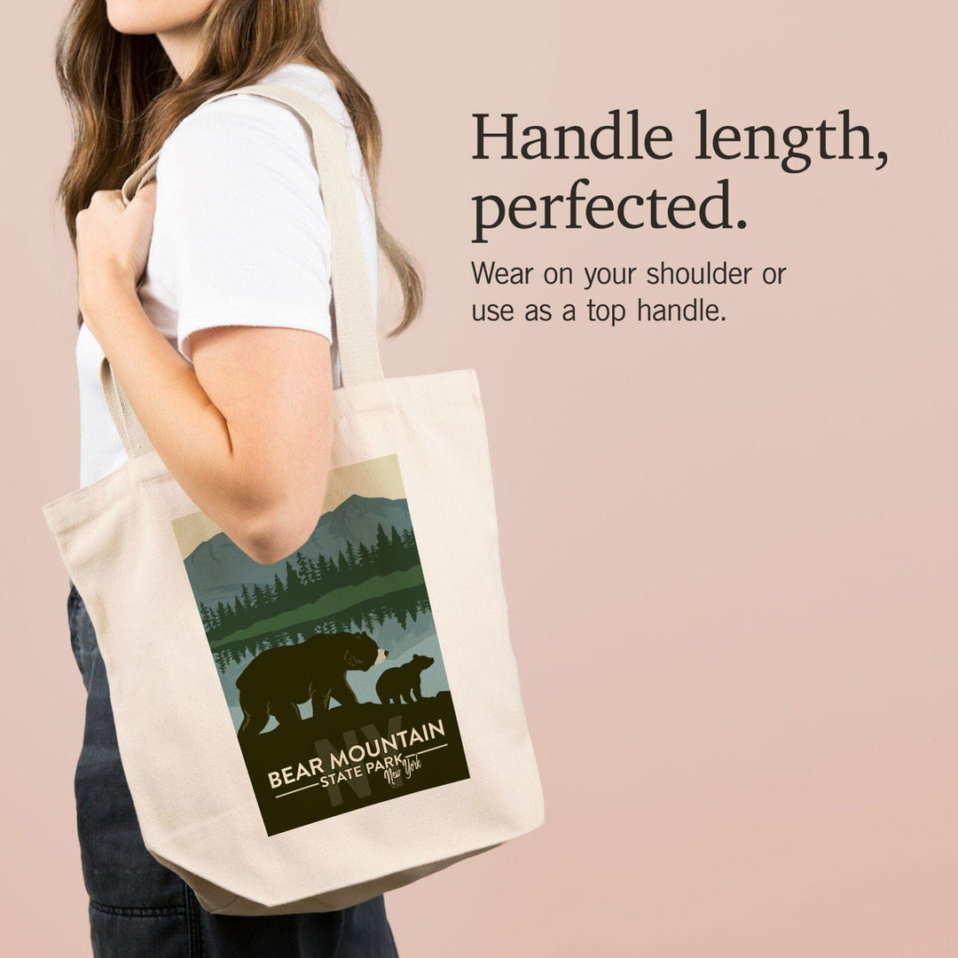 Bear Mountain State Park, New York, Grizzly Bear & Cub, Lantern Press Artwork, Tote Bag Totes Lantern Press 