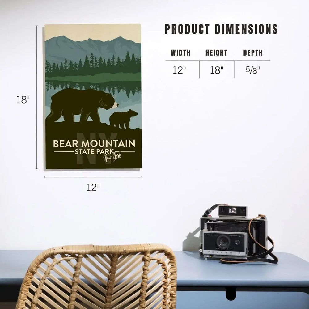 Bear Mountain State Park, New York, Grizzly Bear & Cub, Lantern Press Artwork, Wood Signs and Postcards Wood Lantern Press 
