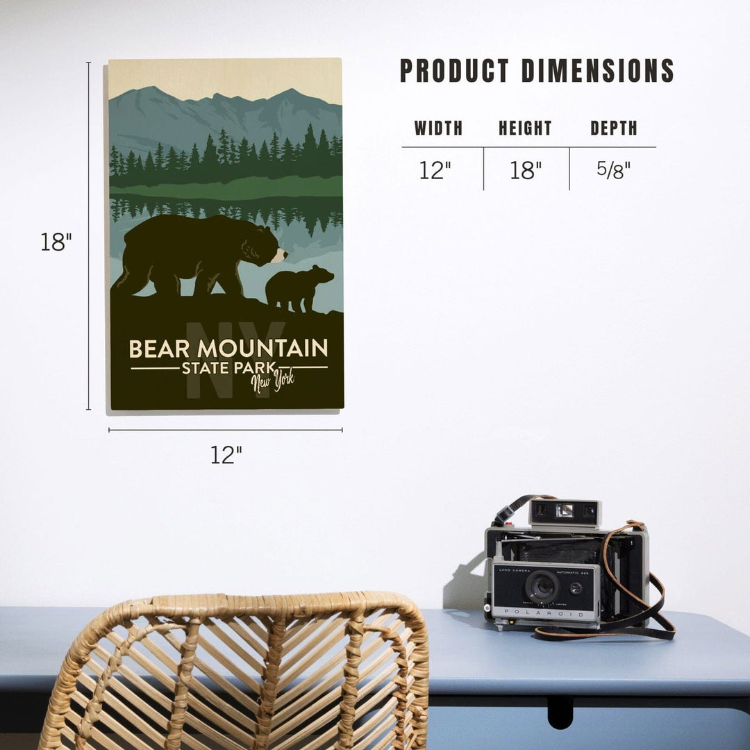 Bear Mountain State Park, New York, Grizzly Bear & Cub, Lantern Press Artwork, Wood Signs and Postcards Wood Lantern Press 