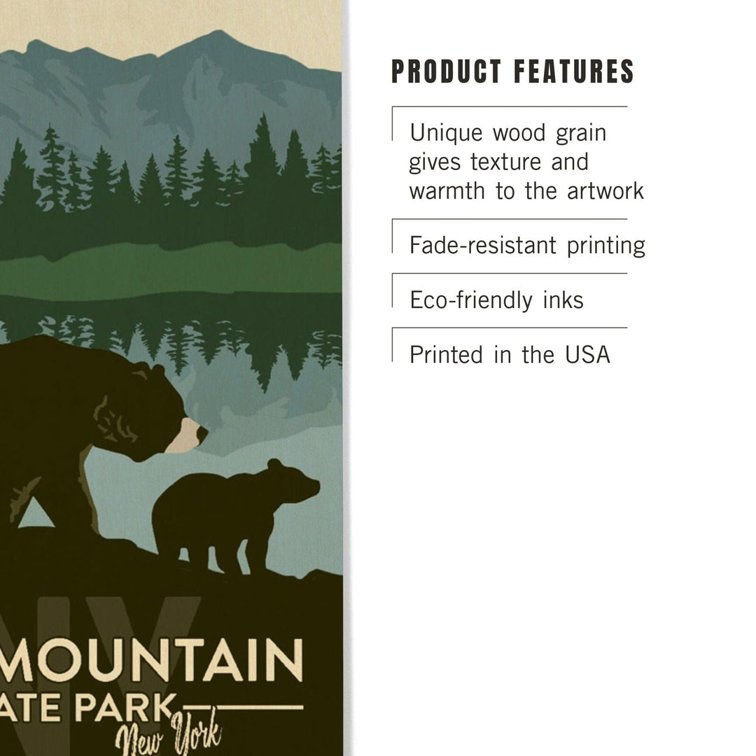 Bear Mountain State Park, New York, Grizzly Bear & Cub, Lantern Press Artwork, Wood Signs and Postcards Wood Lantern Press 