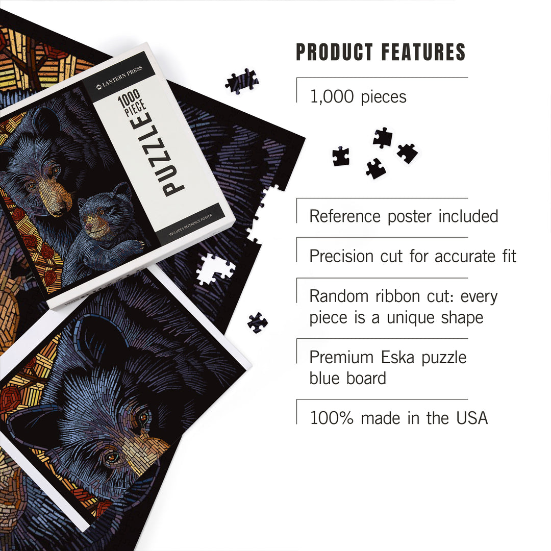 Bear, Paper Mosaic, Jigsaw Puzzle Puzzle Lantern Press 