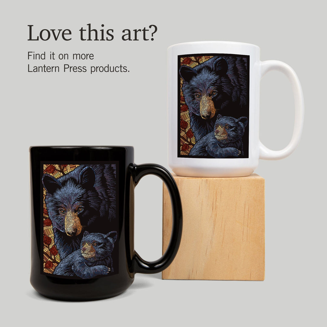 Bear, Paper Mosaic, Lantern Press Poster, Ceramic Mug Mugs Lantern Press 