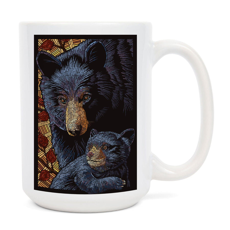 Bear, Paper Mosaic, Lantern Press Poster, Ceramic Mug Mugs Lantern Press 