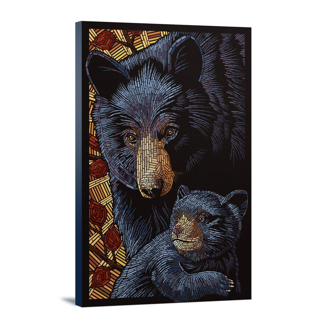 Bear, Paper Mosaic, Lantern Press Poster, Stretched Canvas Canvas Lantern Press 