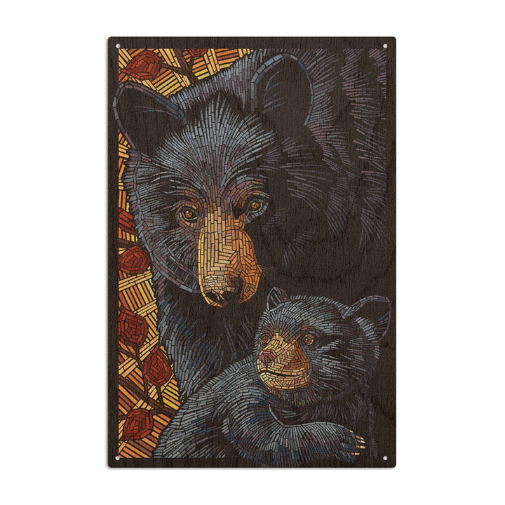 Bear, Paper Mosaic, Lantern Press Poster, Wood Signs and Postcards Wood Lantern Press 10 x 15 Wood Sign 