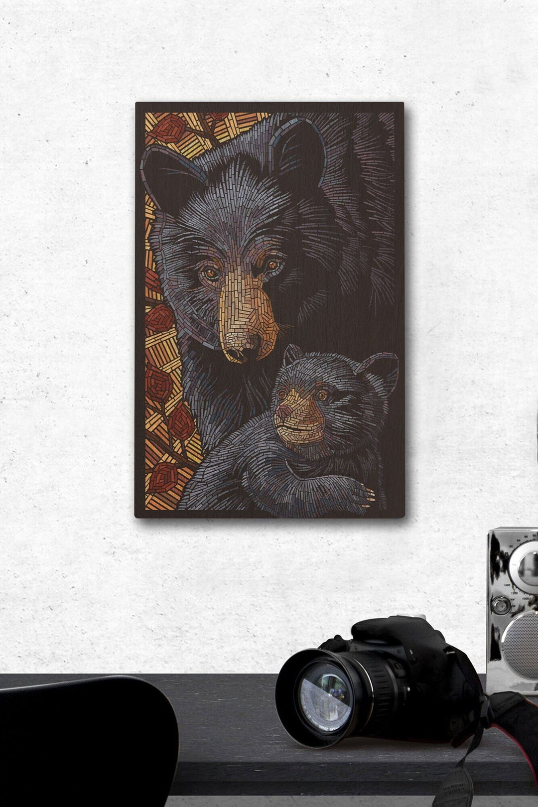 Bear, Paper Mosaic, Lantern Press Poster, Wood Signs and Postcards Wood Lantern Press 12 x 18 Wood Gallery Print 