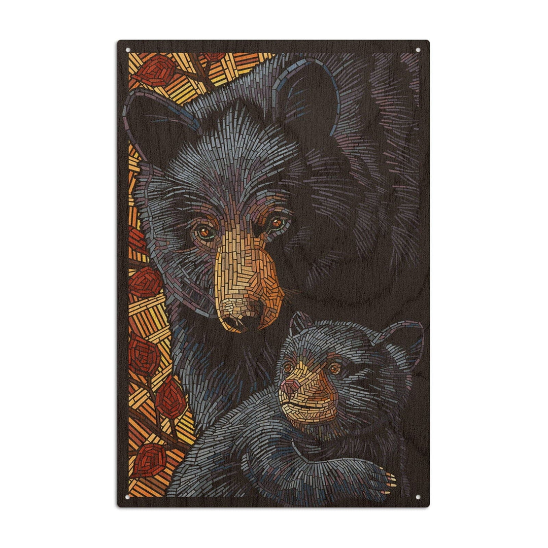 Bear, Paper Mosaic, Lantern Press Poster, Wood Signs and Postcards Wood Lantern Press 6x9 Wood Sign 