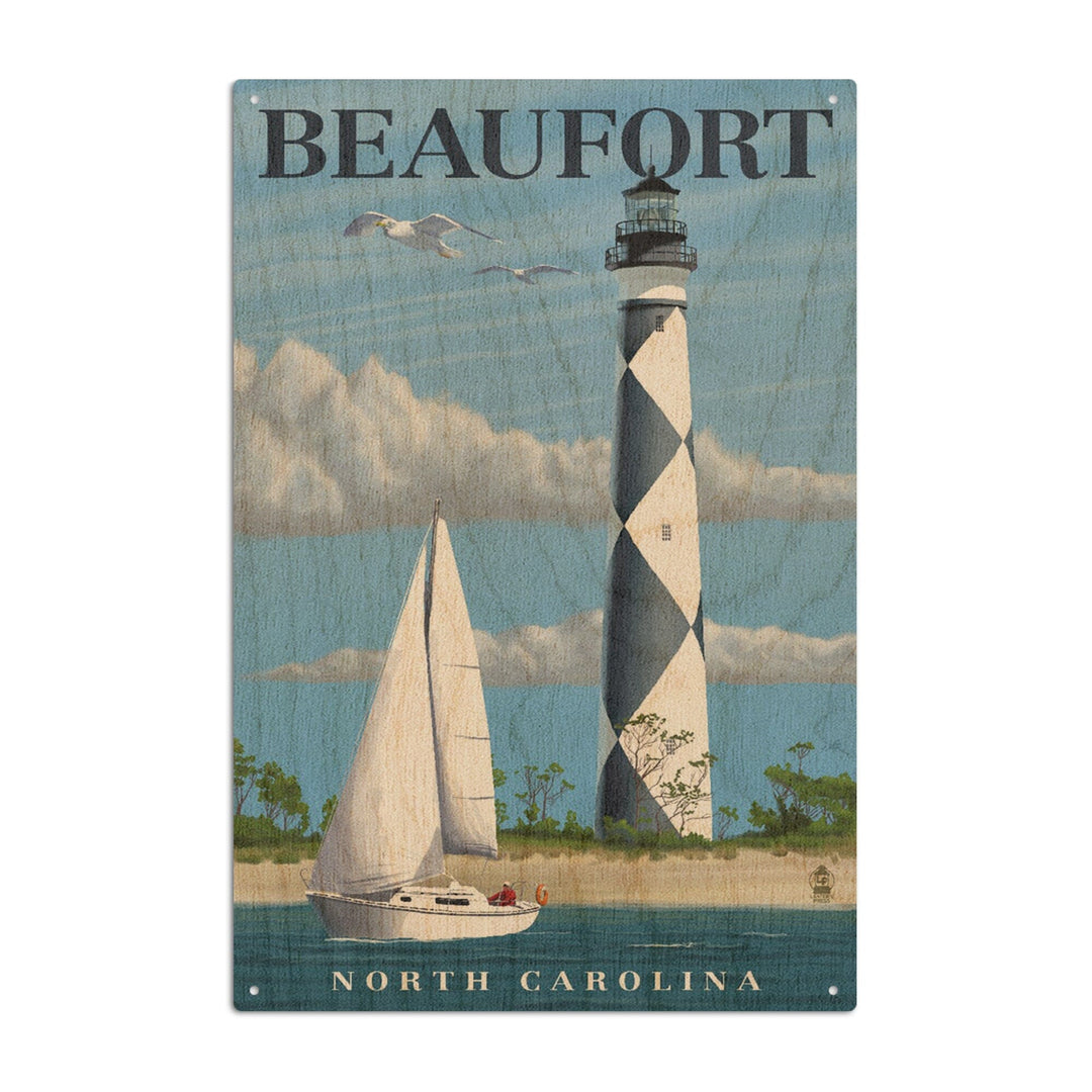 Beaufort, North Carolina, Cape Lookout Lighthouse, Lantern Press Artwork, Wood Signs and Postcards Wood Lantern Press 10 x 15 Wood Sign 