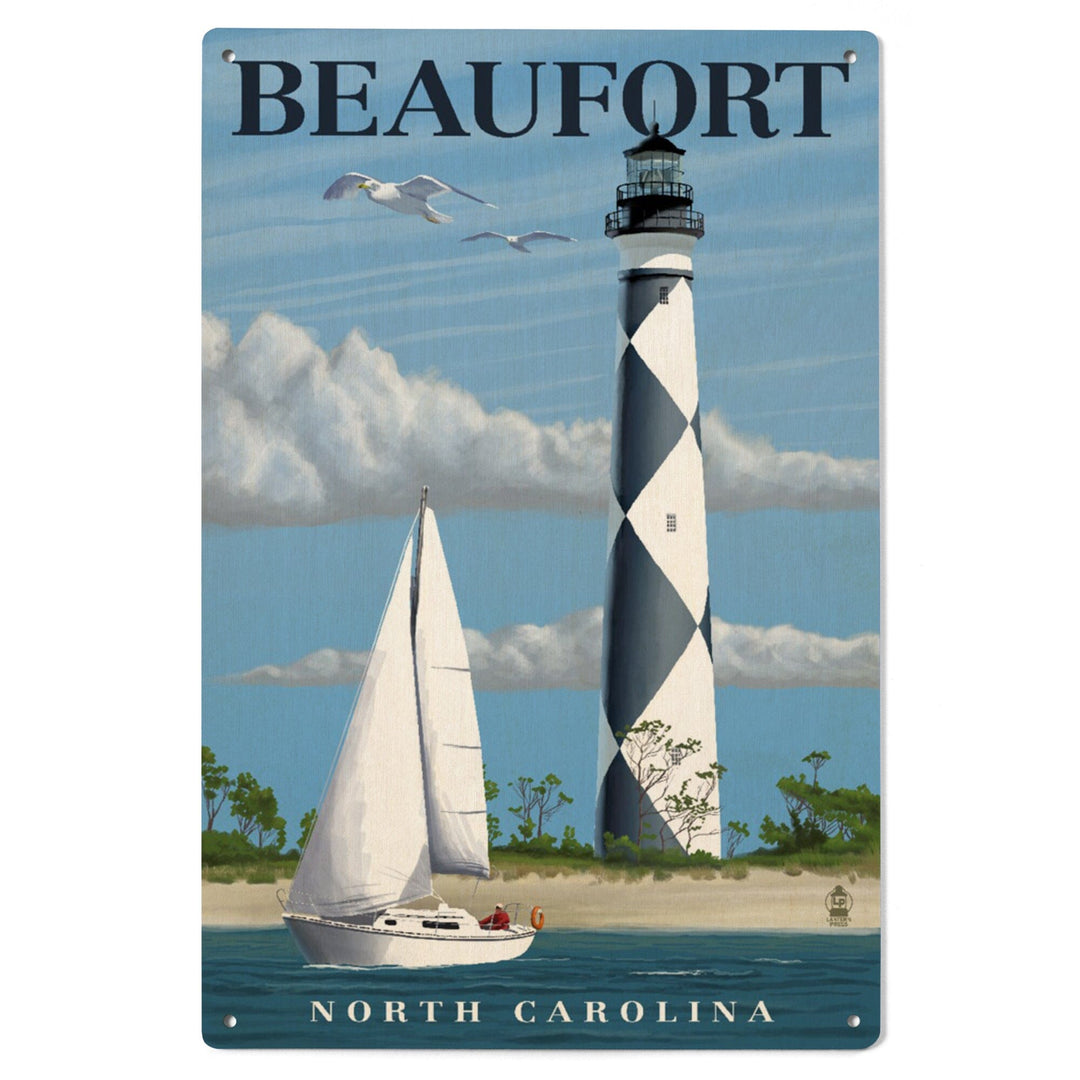 Beaufort, North Carolina, Cape Lookout Lighthouse, Lantern Press Artwork, Wood Signs and Postcards Wood Lantern Press 