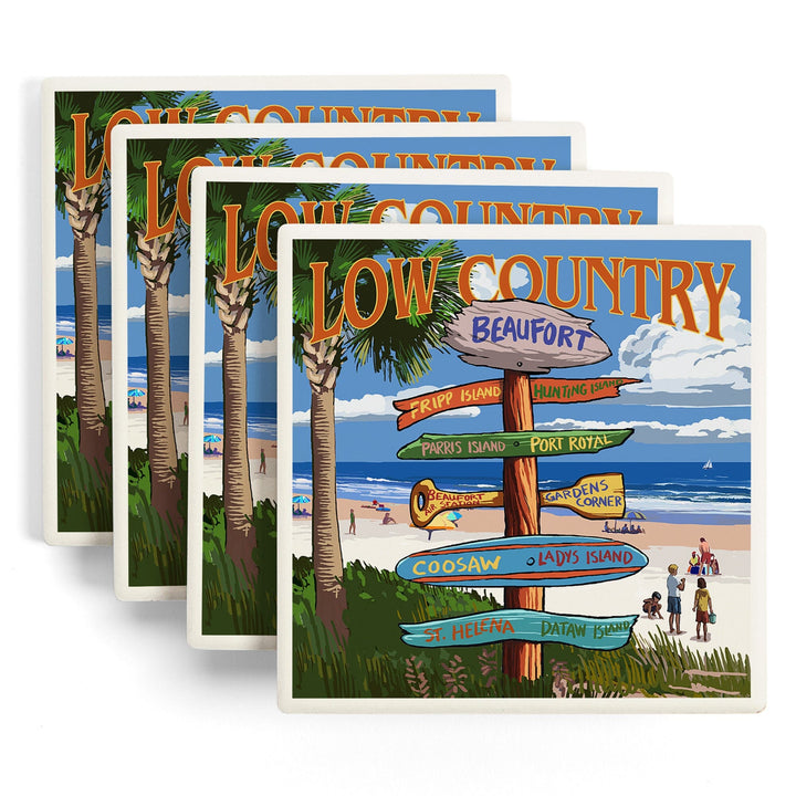 Beaufort, South Carolina, Destinations Sign, Coasters Coasters Lantern Press 