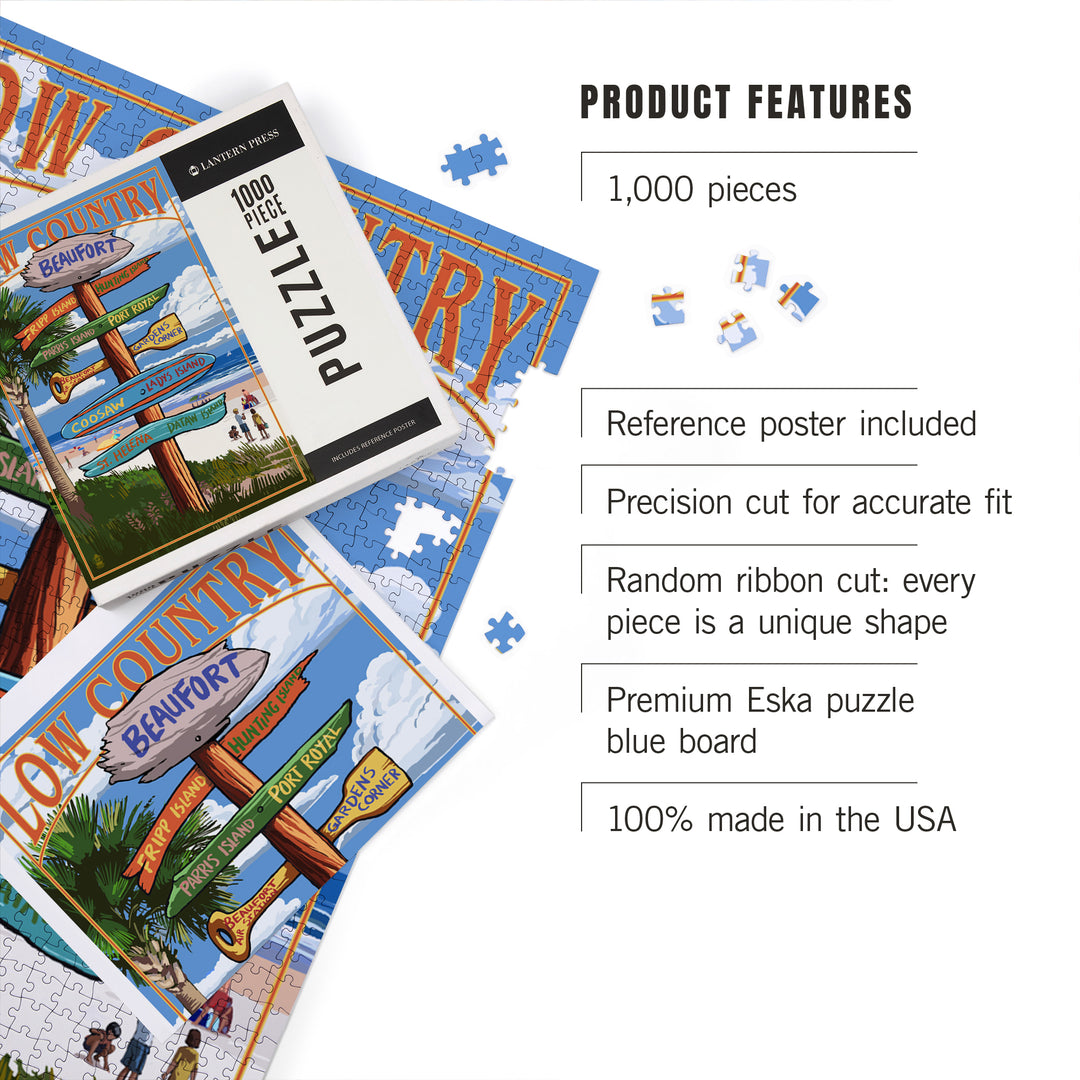 Beaufort, South Carolina, Destinations Sign, Jigsaw Puzzle Puzzle Lantern Press 