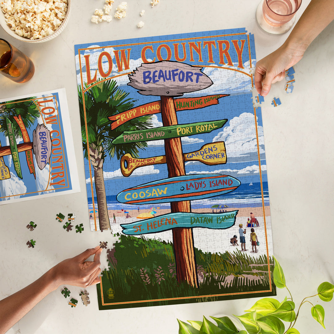 Beaufort, South Carolina, Destinations Sign, Jigsaw Puzzle Puzzle Lantern Press 