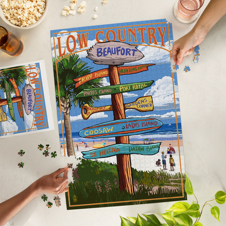 Beaufort, South Carolina, Destinations Sign, Jigsaw Puzzle Puzzle Lantern Press 