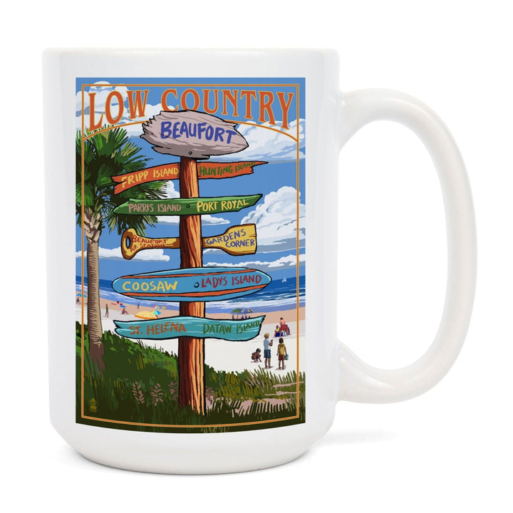 Beaufort, South Carolina, Destinations Sign, Lantern Press Artwork, Ceramic Mug Mugs Lantern Press 