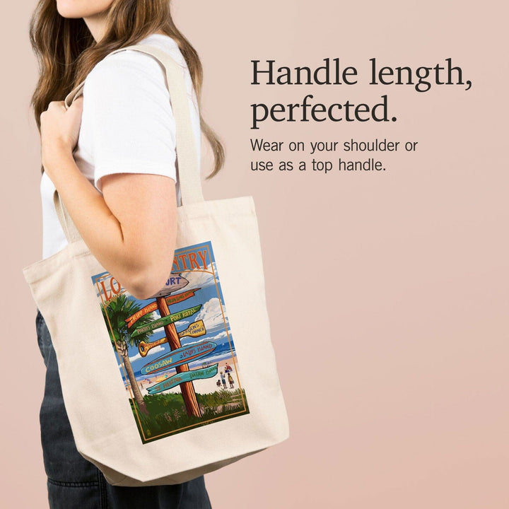 Beaufort, South Carolina, Destinations Sign, Lantern Press Artwork, Tote Bag Totes Lantern Press 