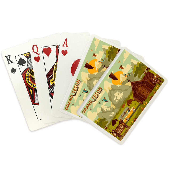 Playing Cards, Grand Teton National Park, Wyoming, Geometric Experience Collection, 52 Card Deck with Jokers in Box, Unique Art