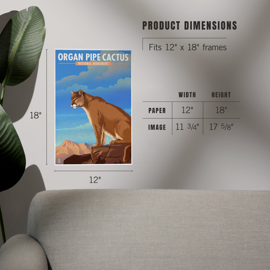 Organ Pipe Cactus National Monument, Arizona, Mountain Lion, Lithograph, Art & Giclee Prints